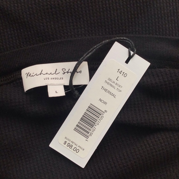 MICHAEL STARS 'Delia' Thermal Tee in Noir - Picture 4 of 4